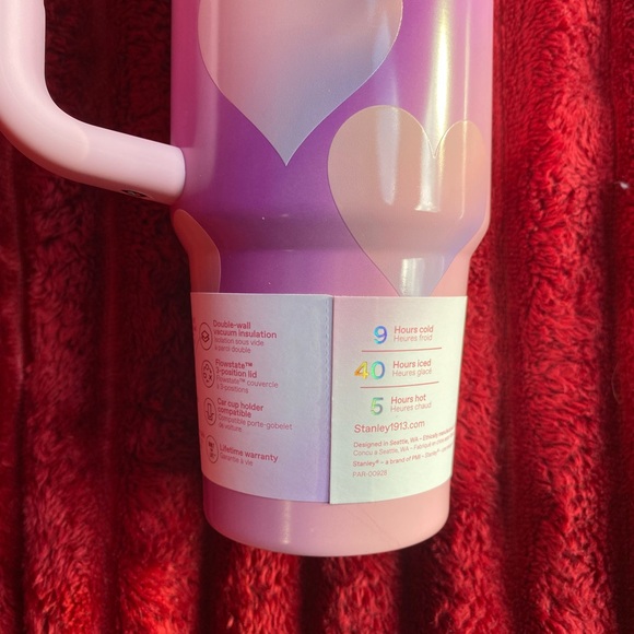 Stanley Pink Quencher 30 oz powder pink heart gradient tumbler w/ new topper - Picture 4 of 4